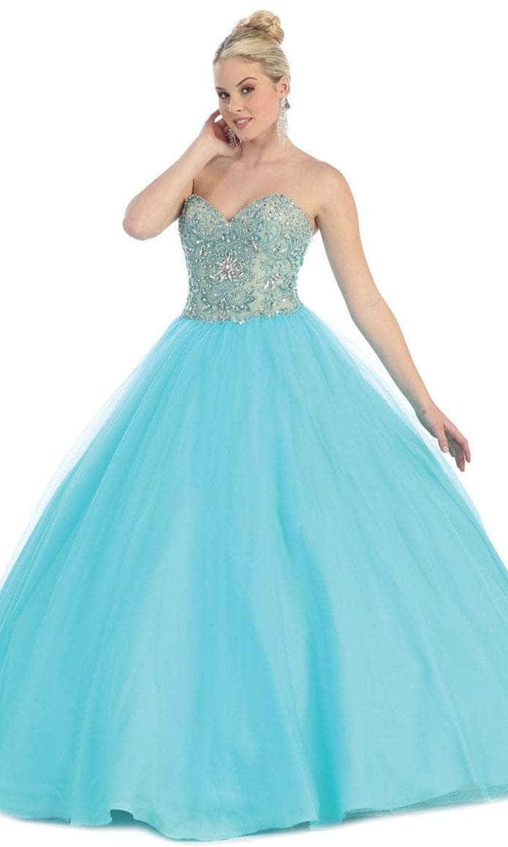 May Queen LK38 - Beaded Strapless Prom Ballgown Ball Gowns