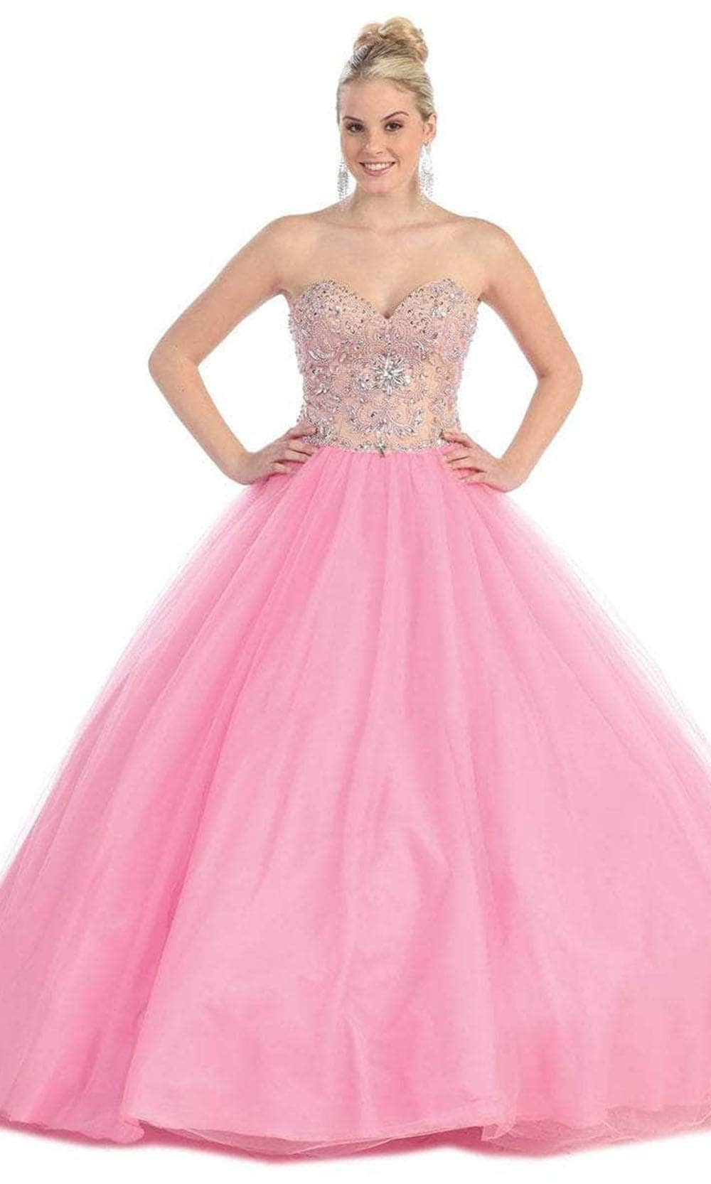 May Queen LK38 - Beaded Strapless Prom Ballgown Ball Gowns