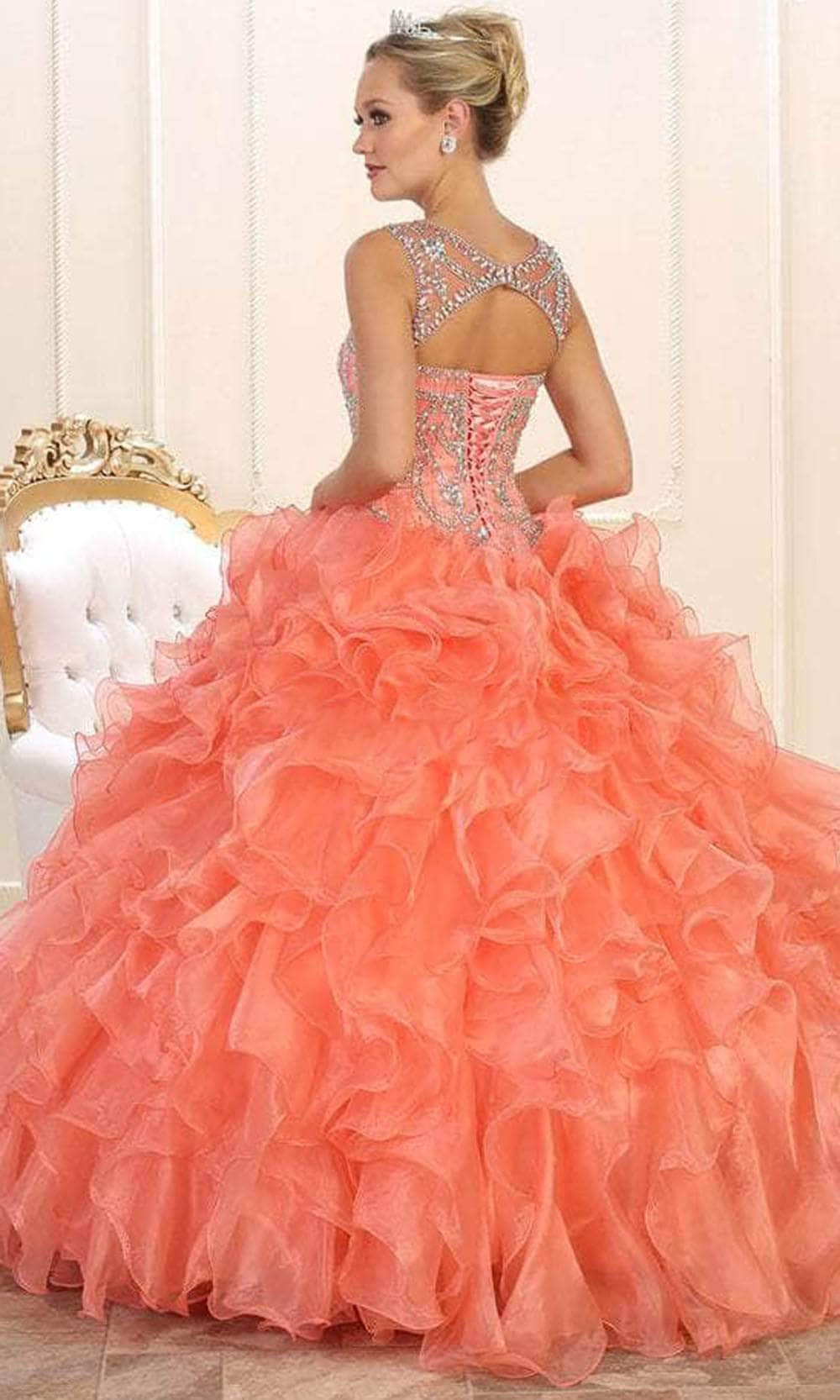 May Queen LK68 - Jeweled Cutout Back Ballgown Ball Gowns
