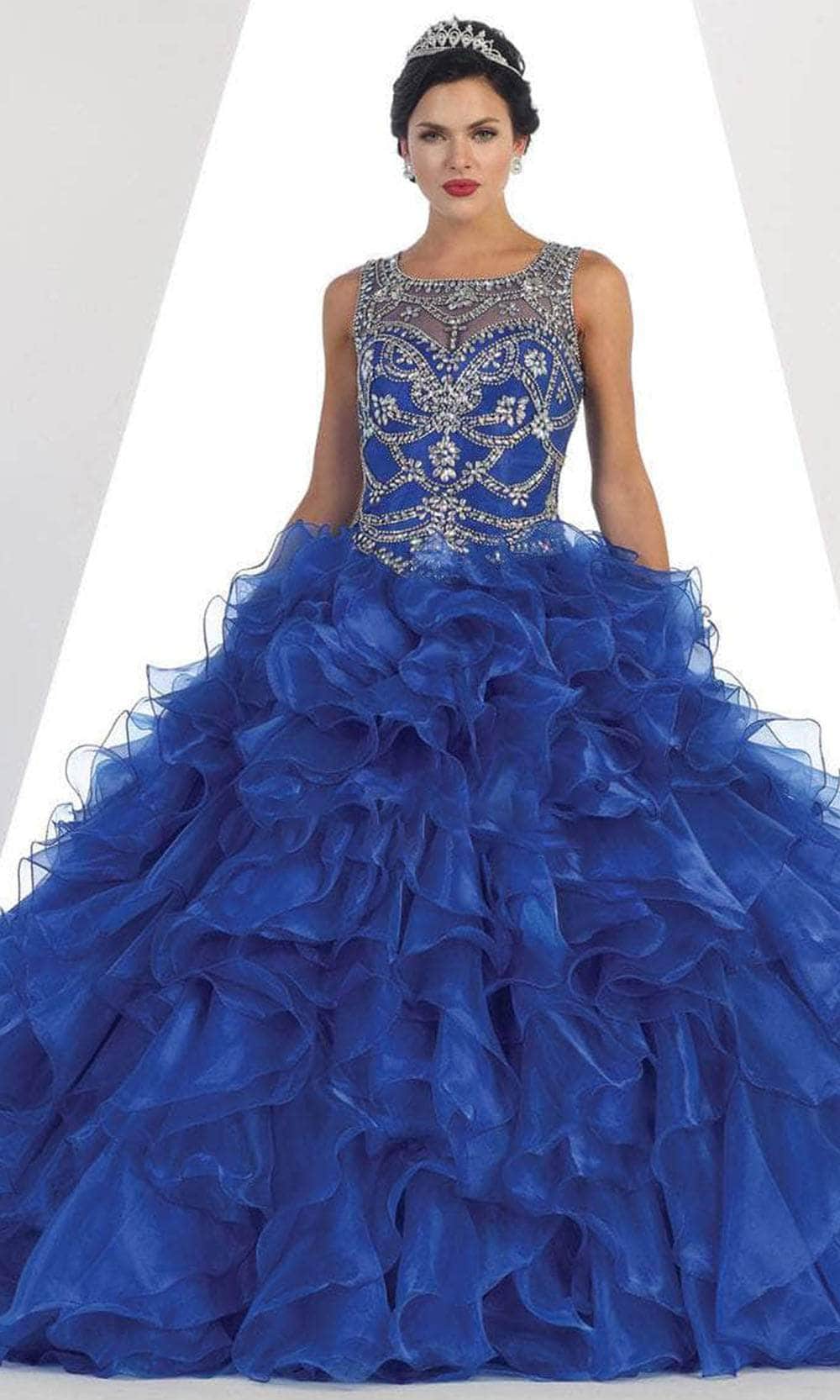 May Queen LK68 - Jeweled Cutout Back Ballgown Ball Gowns