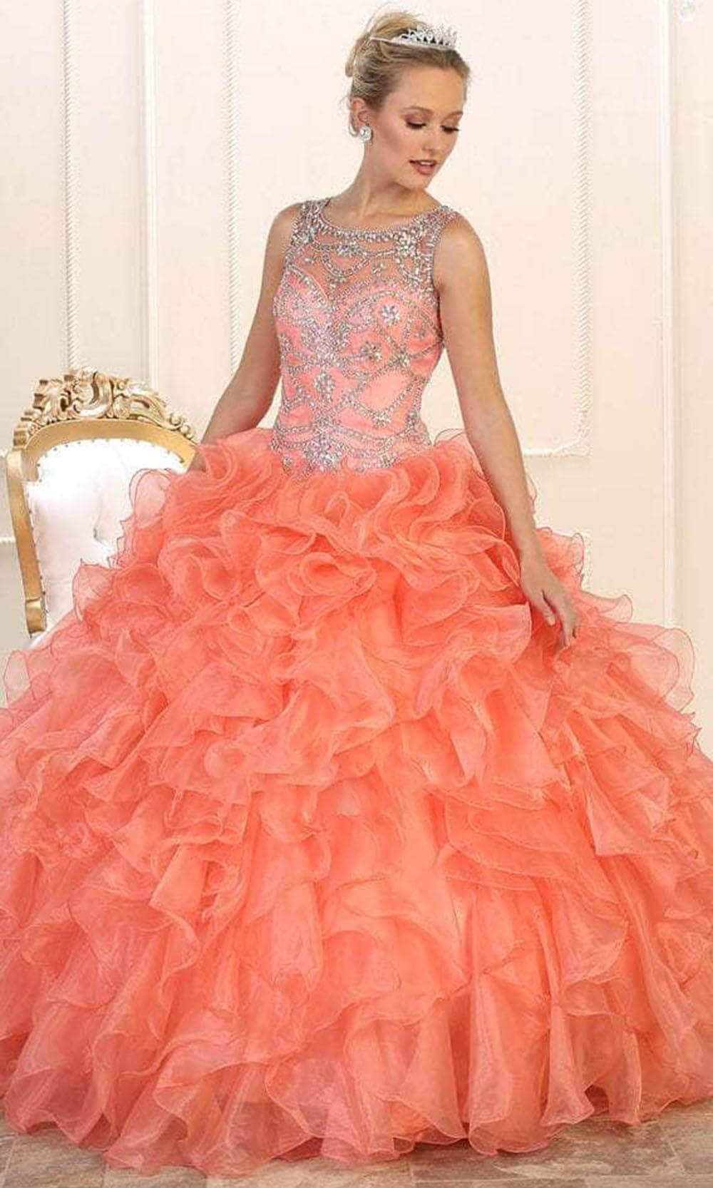 May Queen LK68 - Jeweled Cutout Back Ballgown Ball Gowns