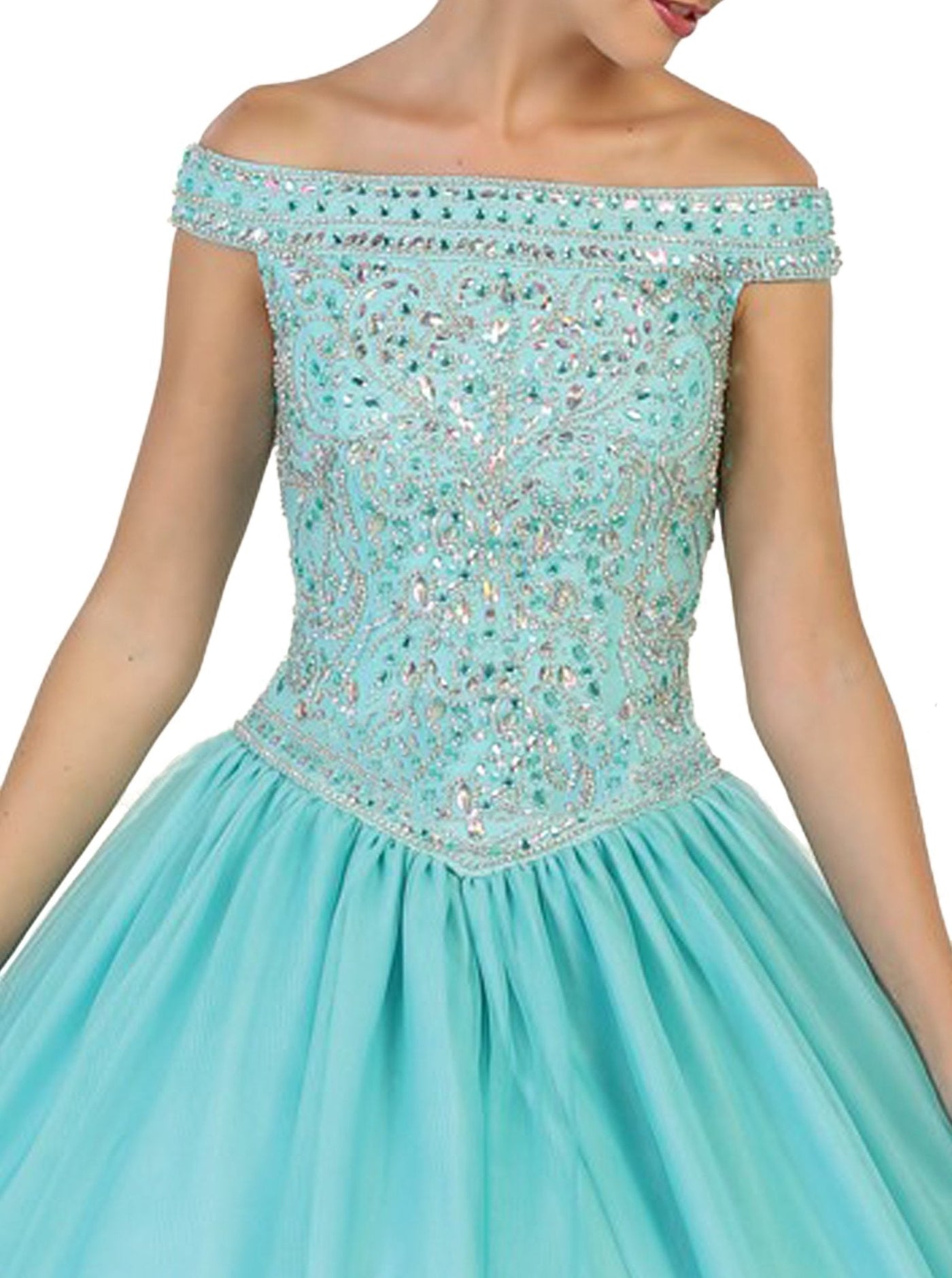 May Queen - LK91 Embellished Off-Shoulder Quinceañera Ballgown Special Occasion Dress
