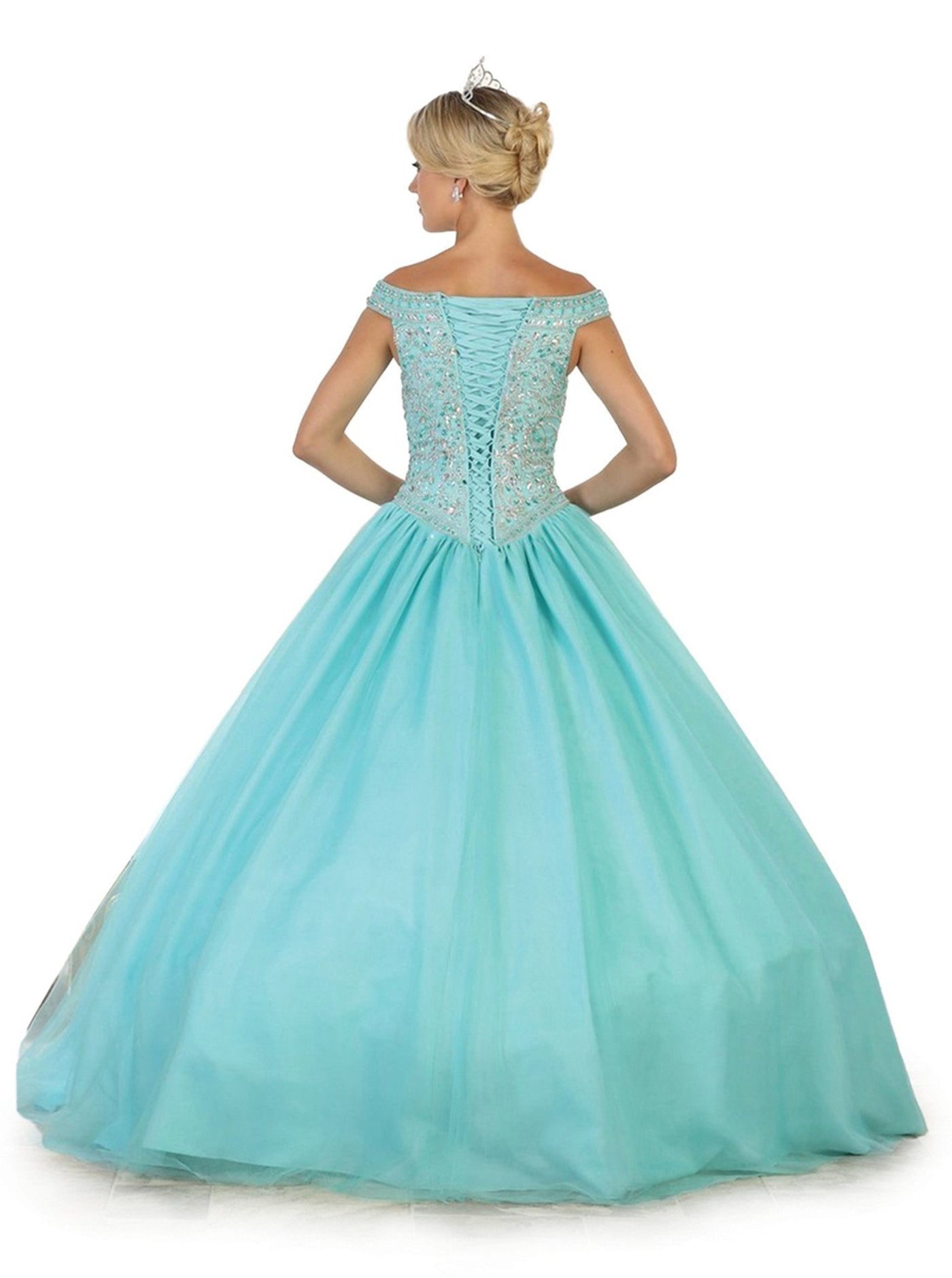 May Queen - LK91 Embellished Off-Shoulder Quinceañera Ballgown Special Occasion Dress