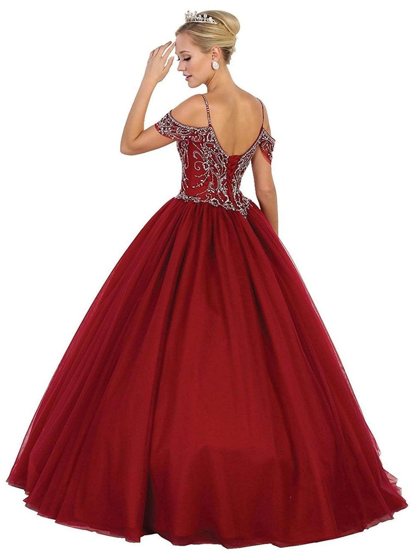 May Queen LK96 - Cold Shoulder Embellished Quinceanera Ballgown Quinceanera Dresses 12 