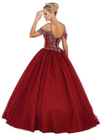 May Queen - LK96 Embellished V-neck Quinceanera Ballgown Special Occasion Dress