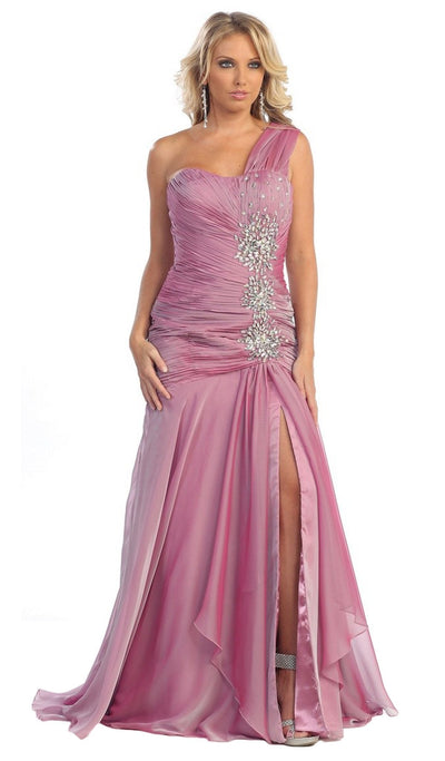 May Queen - MQ-1013 Ruched Sweetheart A-line Evening Dress Special Occasion Dress 6 / Rose