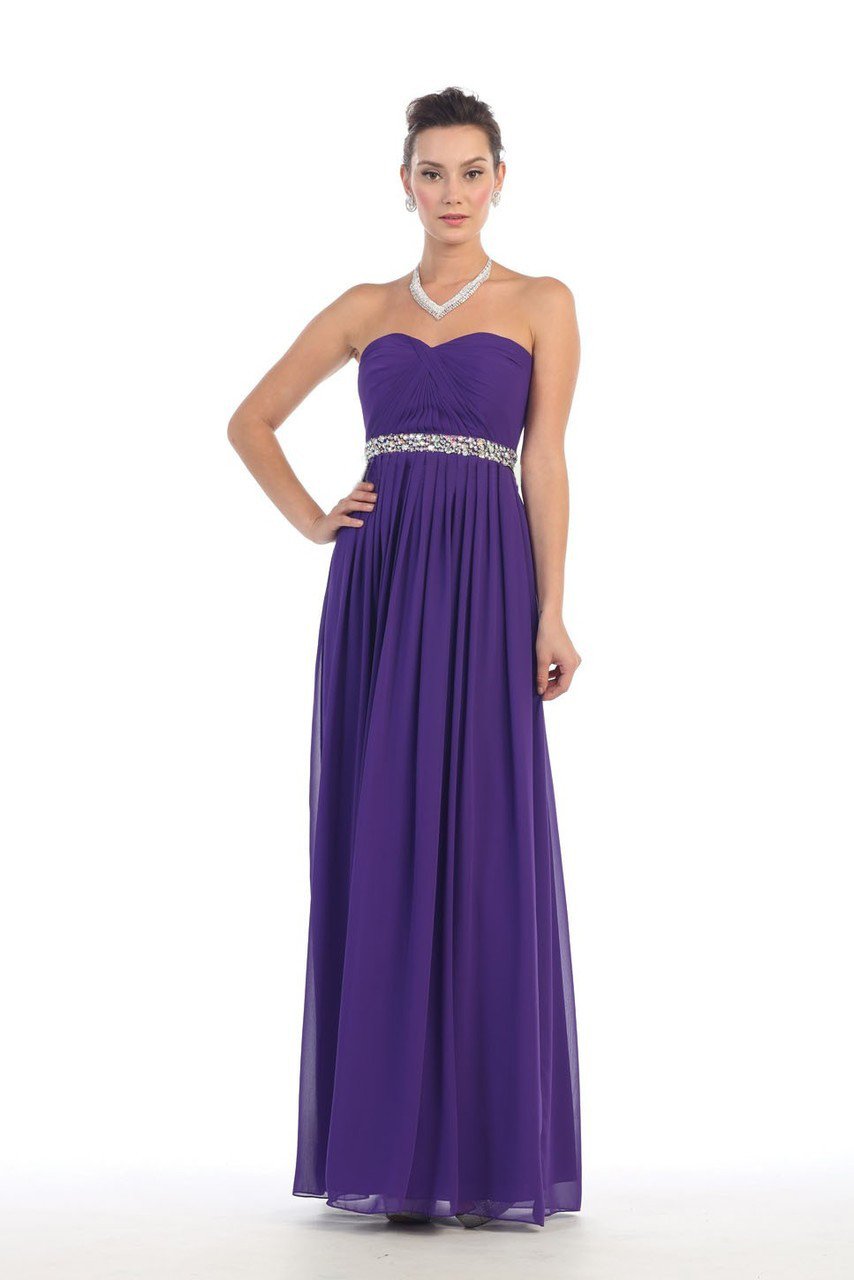 May Queen - MQ-1169 Strapless Bejeweled A-Line Gown Special Occasion Dress 4 / Lilac