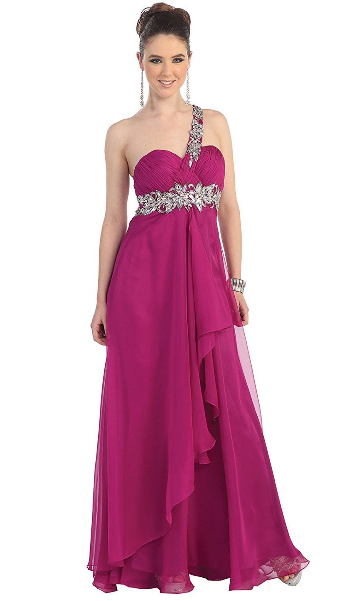 May Queen - MQ1028 Ornate Strap Ruched Sweetheart A-line Prom Dress Special Occasion Dress 4 / Magenta