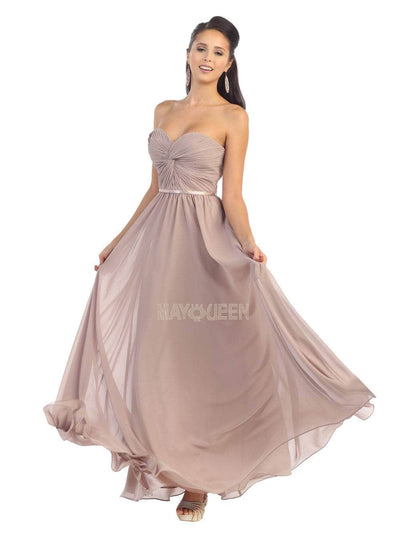 May Queen - MQ1145 Ruched Bodice Sweetheart A-Line Gown Bridesmaid Dresses 4 / Mocha