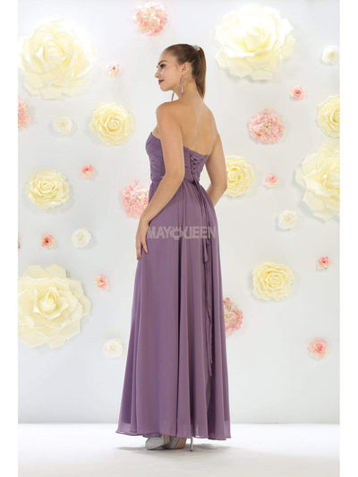 May Queen - MQ1145 Strapless Sweetheart Ruched Bodice A-Line Gown Bridesmaid Dresses