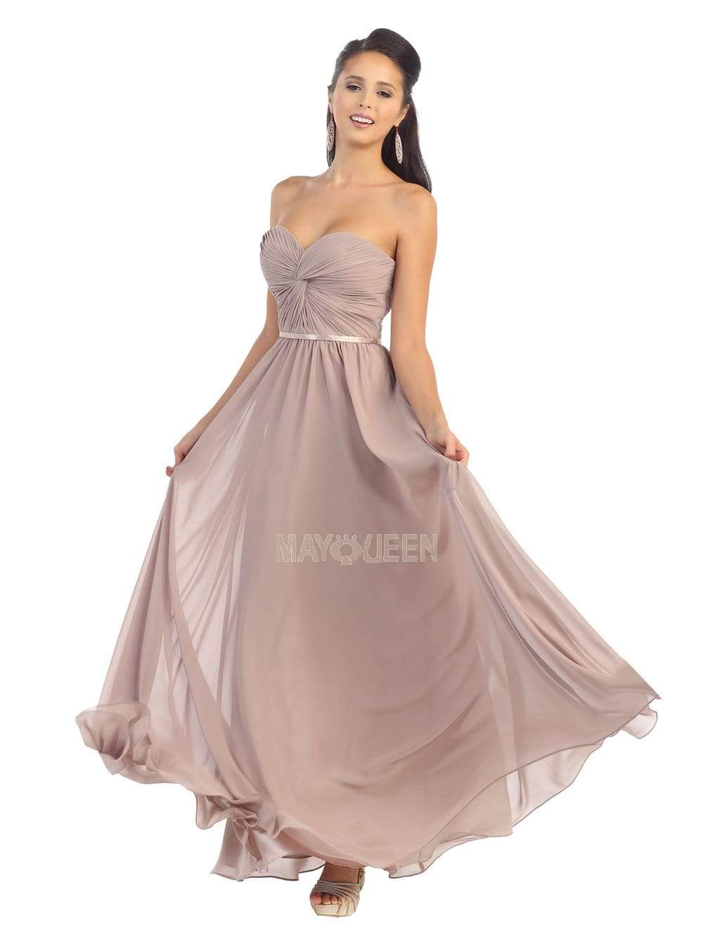 May Queen - MQ1145 Strapless Sweetheart Ruched Bodice A-Line Gown Bridesmaid Dresses