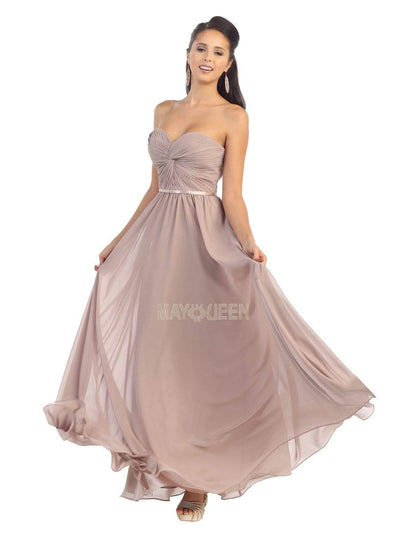 May Queen - MQ1145 Strapless Sweetheart Ruched Bodice A-Line Gown Bridesmaid Dresses