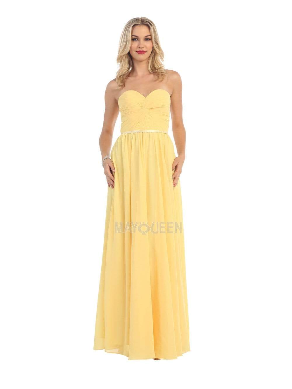 May Queen - MQ1145 Strapless Sweetheart Ruched Bodice A-Line Gown Bridesmaid Dresses