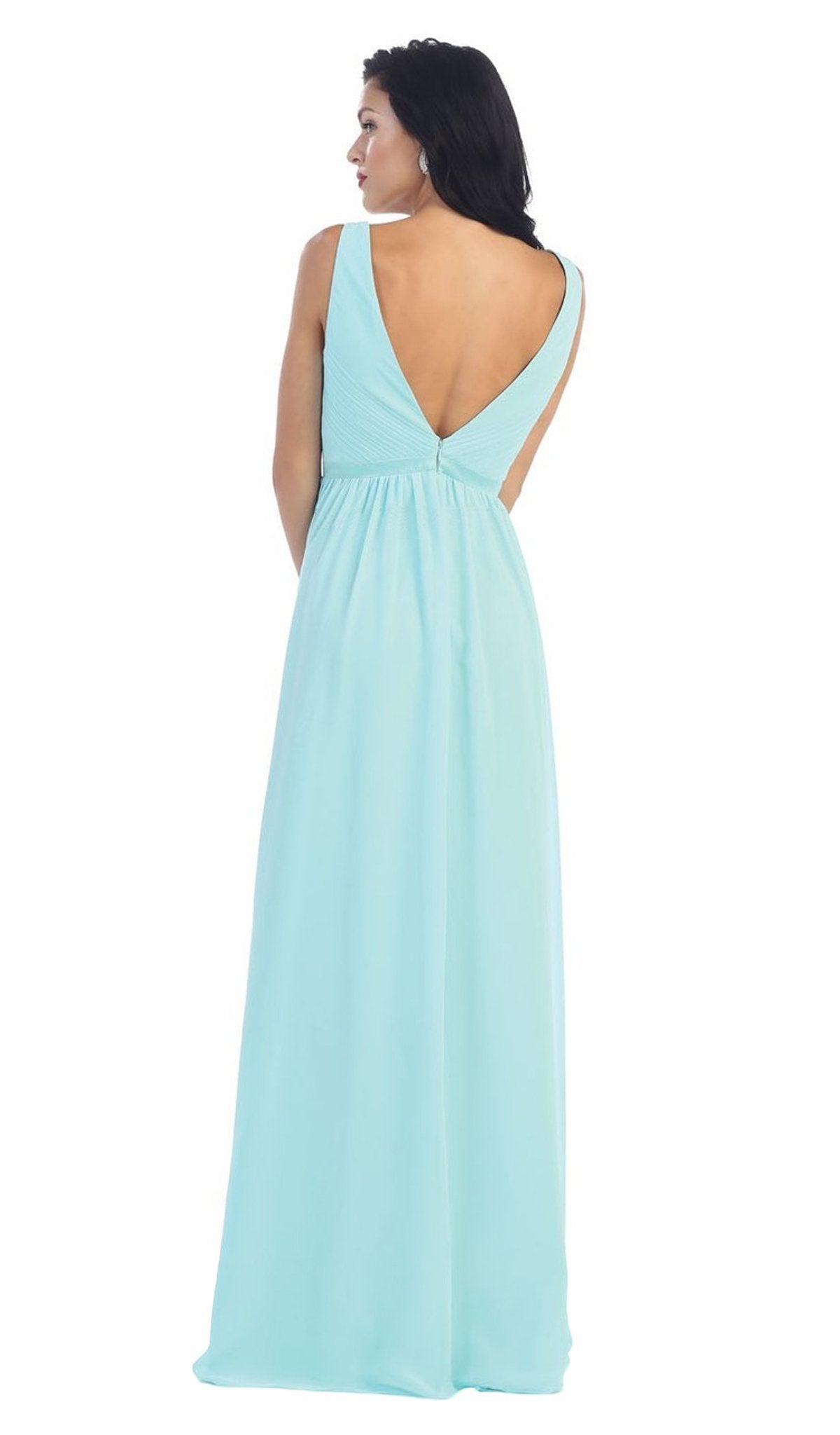 May Queen - MQ1225B Sleeveless Plunging Interweaved Prom Gown Special Occasion Dress