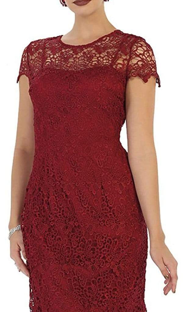 May Queen - MQ1253 Stylish Cap Sleeve Lace Formal Dress CCSALE