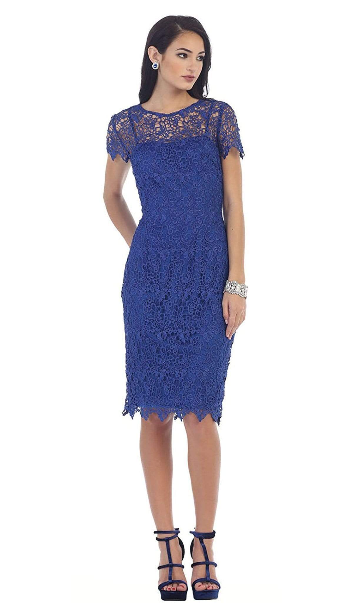 May Queen - MQ1253 Stylish Cap Sleeve Lace Formal Dress CCSALE