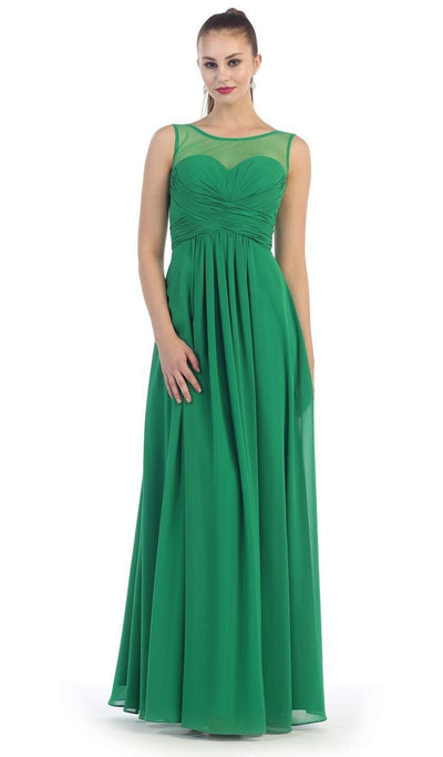 May Queen - MQ1266B Laced-Up Illusion Neck A-Line Prom Dress Special Occasion Dress 22 / Emerald Green