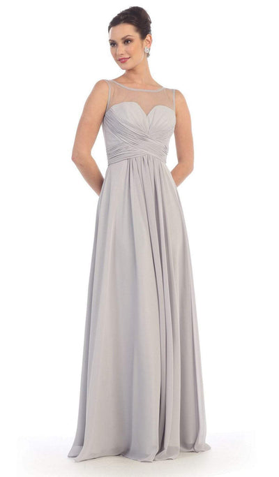 May Queen - MQ1266B Laced-Up Illusion Neck A-Line Prom Dress Special Occasion Dress
