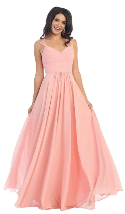 May Queen - MQ1275B Pleated Sweetheart A-line Evening Dress Bridesmaid Dresses 22 / Blush