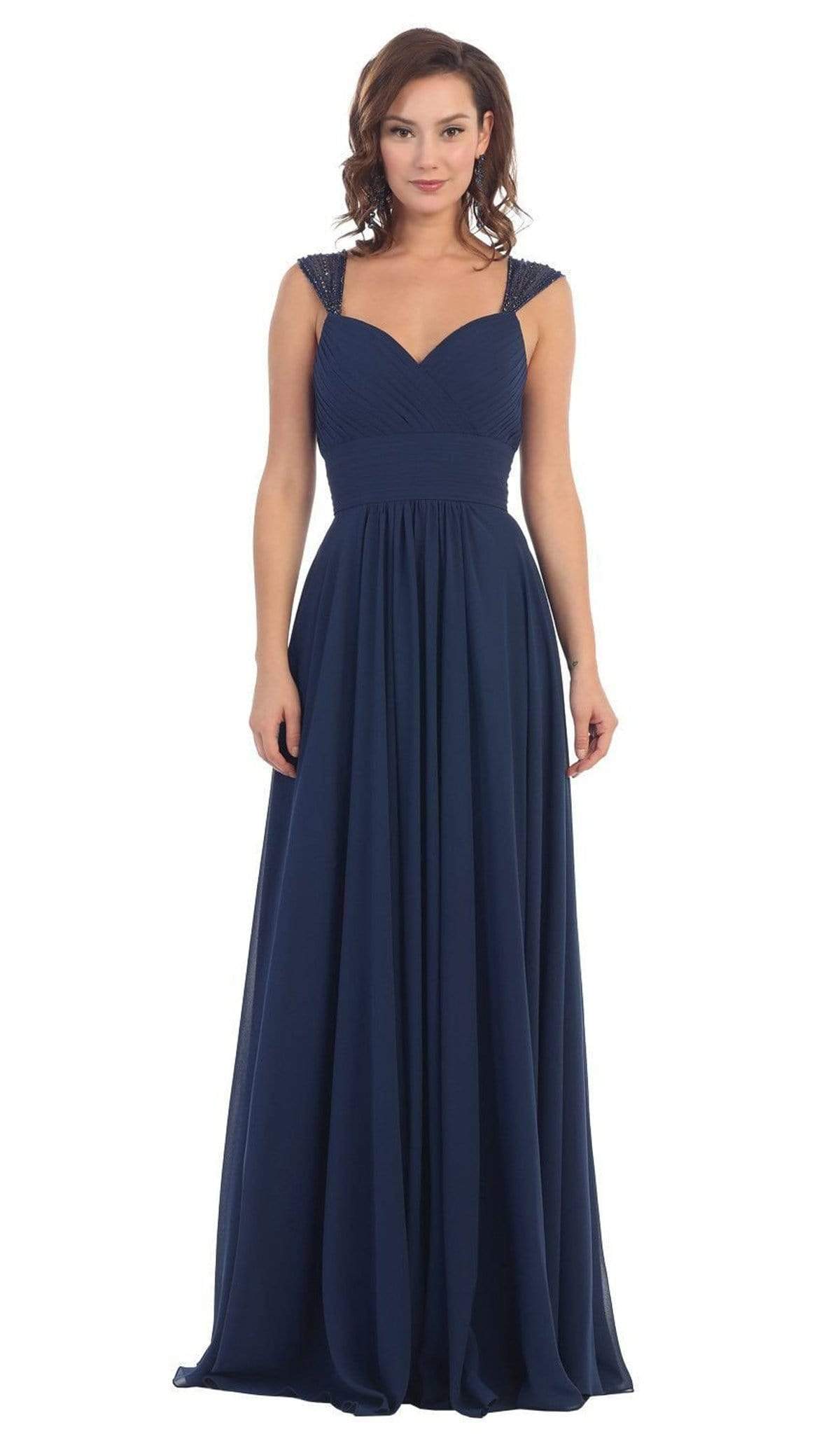 May Queen - MQ1275B Pleated Sweetheart A-line Evening Dress Bridesmaid Dresses 22 / Royal-Blue