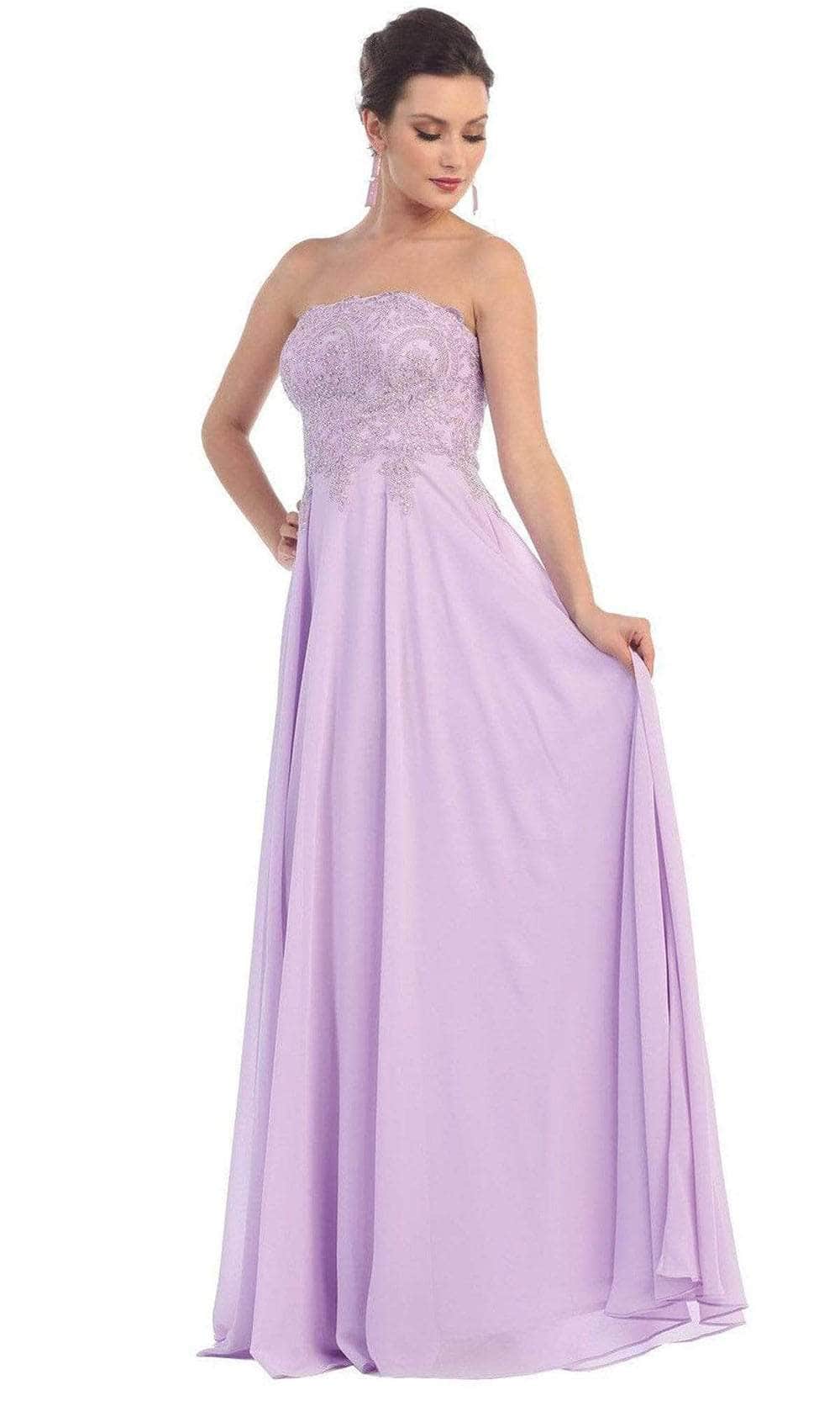 May Queen MQ1277 - Applique A-Line Long Gown Prom Dresses