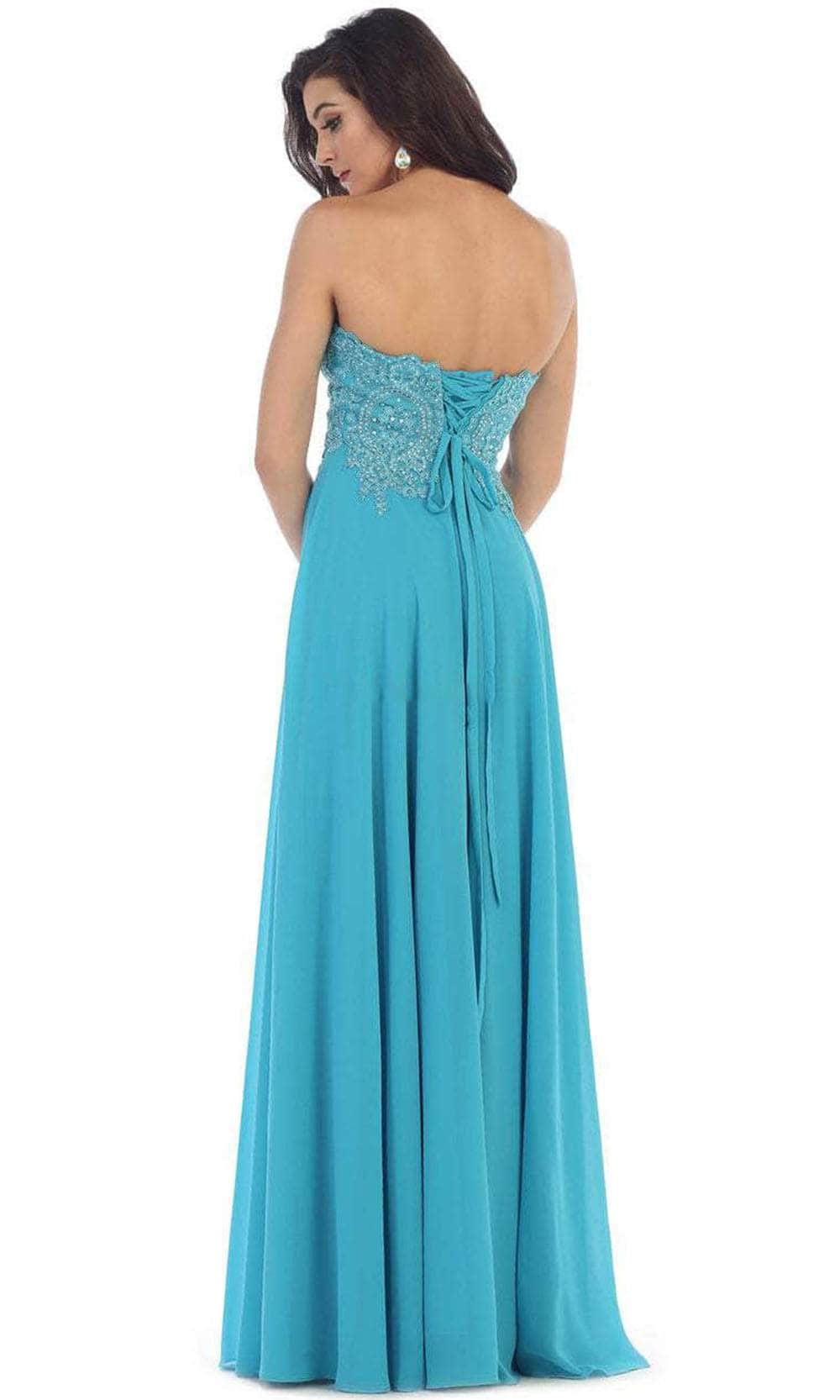 May Queen MQ1277 - Applique A-Line Long Gown Prom Dresses