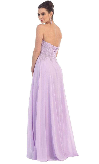 May Queen - MQ1277B Delicate Lace Strapless Corset Prom Gown Special Occasion Dress