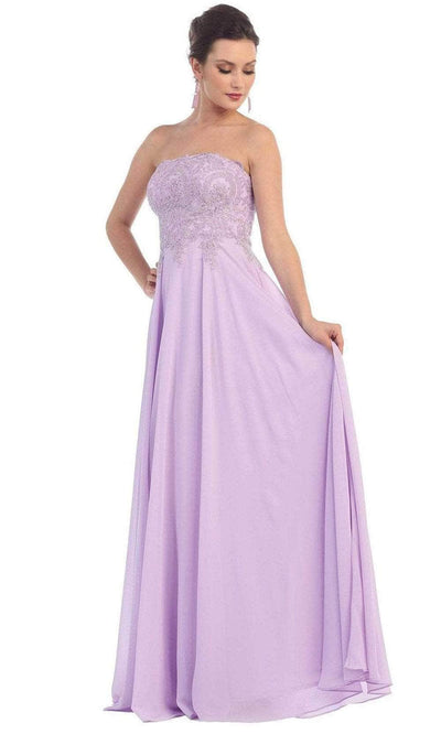 May Queen - MQ1277B Delicate Lace Strapless Corset Prom Gown Special Occasion Dress