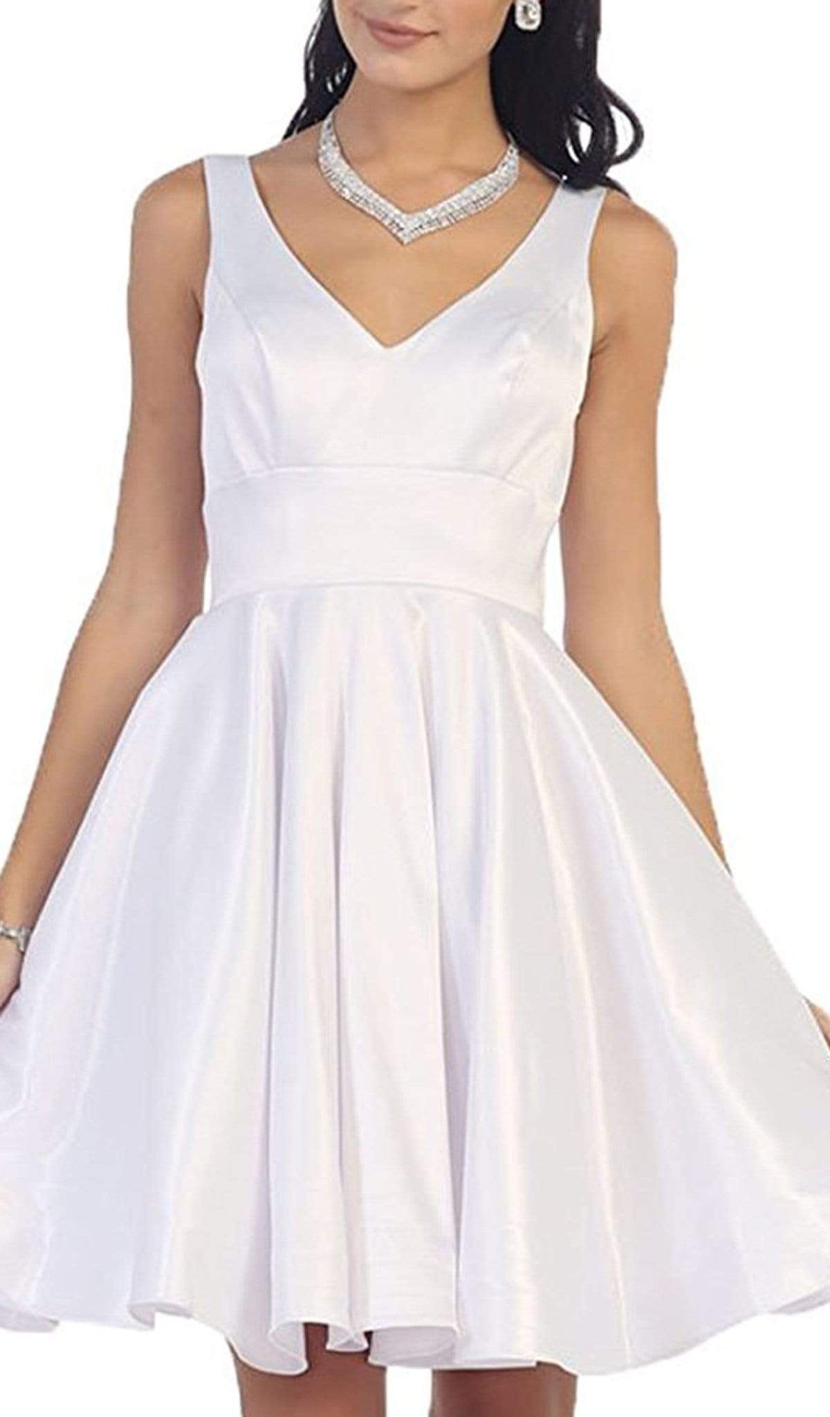 May Queen - MQ1410 Charming V-Neck and Back A-Line Homecoming Dress Special Occasion Dress