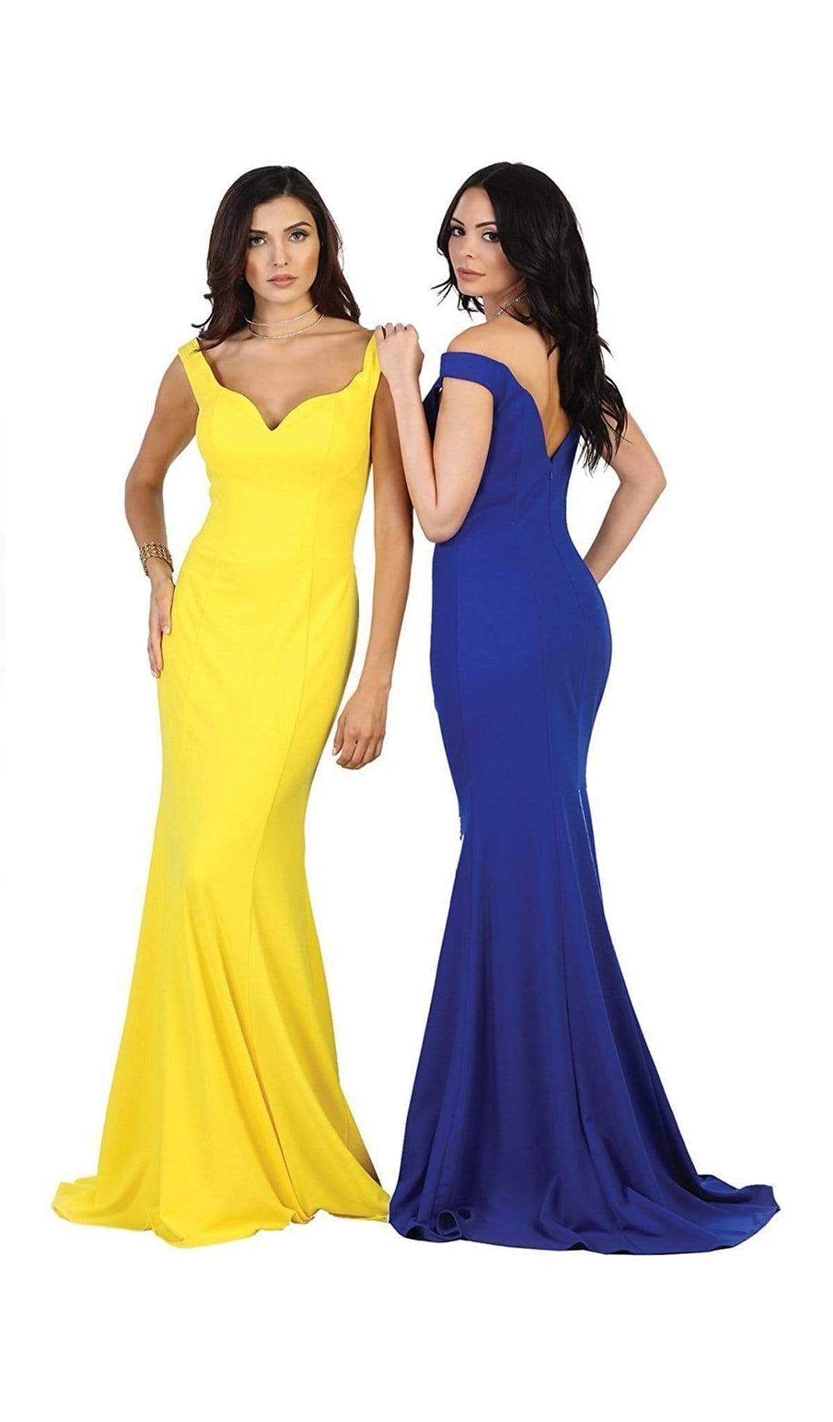 May Queen - MQ1489 Off Shoulder Long Sheath Evening Gown Bridesmaid Dresses