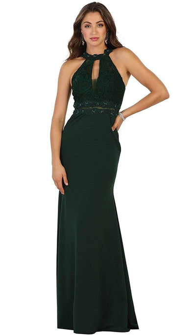 May Queen MQ1506 - Sleeveless Racer Back Evening Dress Bridesmaid Dresses 10 /Hunter-Green