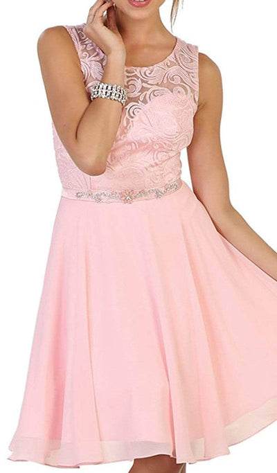 May Queen MQ1521 - Embroidered Sleeveless Cocktail Dress Cocktail Dresses 18 /Mauve