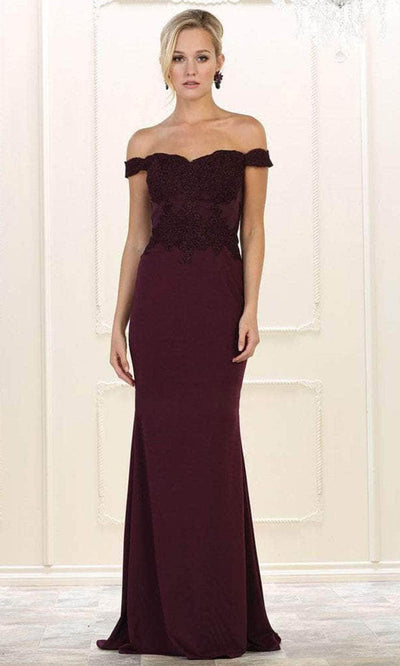 May Queen MQ1529 - Appliqued Off Shoulder Long Gown Evening Dresses