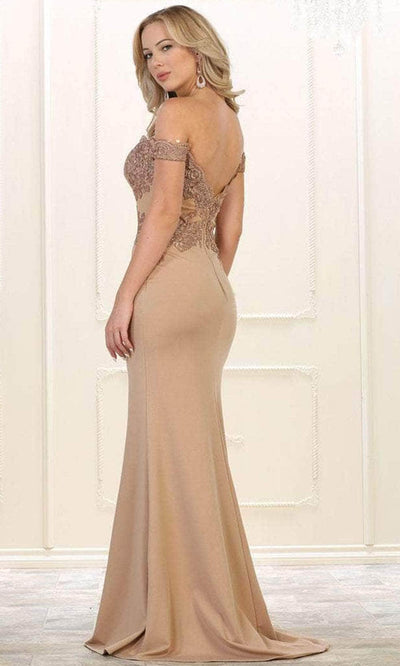 May Queen MQ1529 - Appliqued Trumpet Long Gown In Neutral
