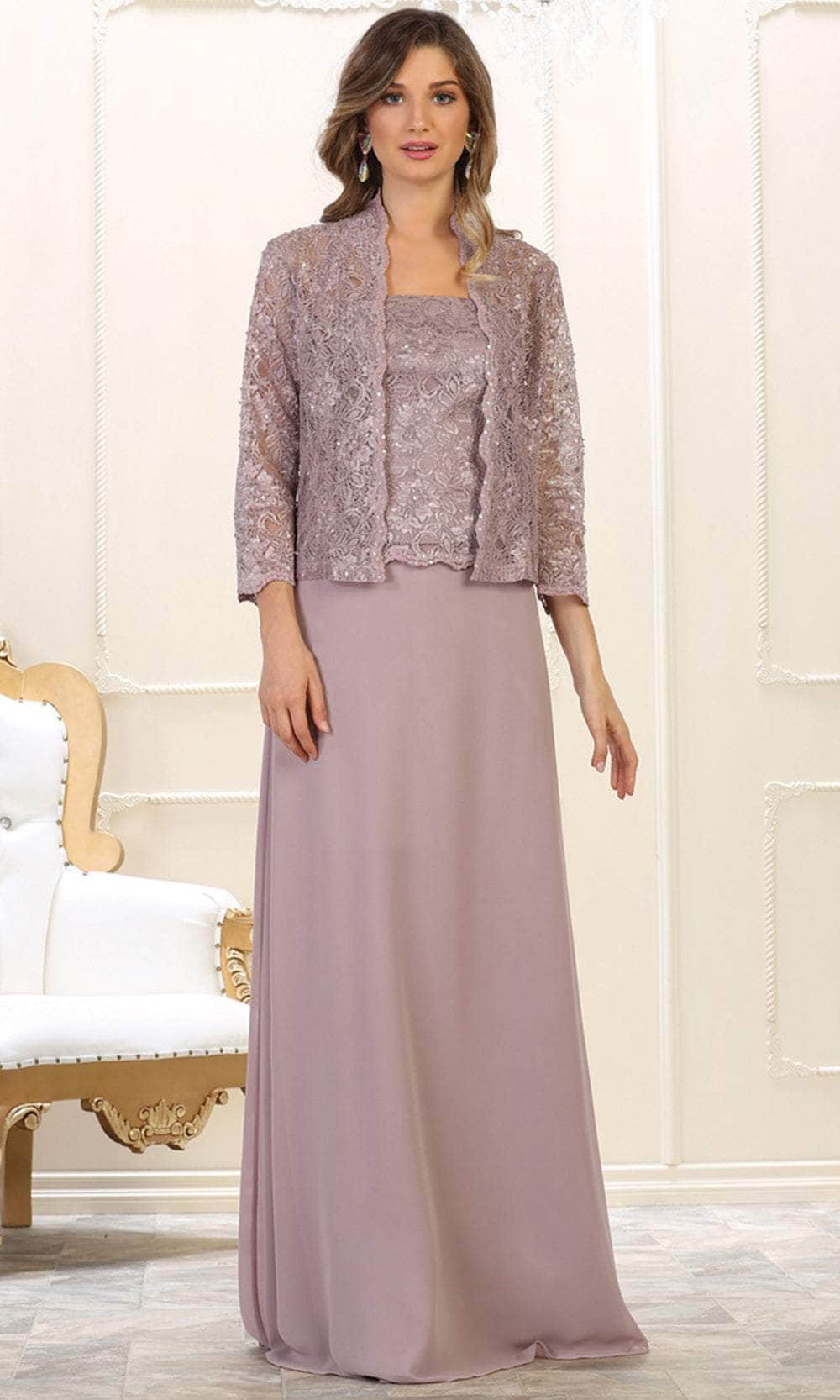May Queen MQ1554 - Laced Quarter Sleeves Dress Mother of the Bride Dresess