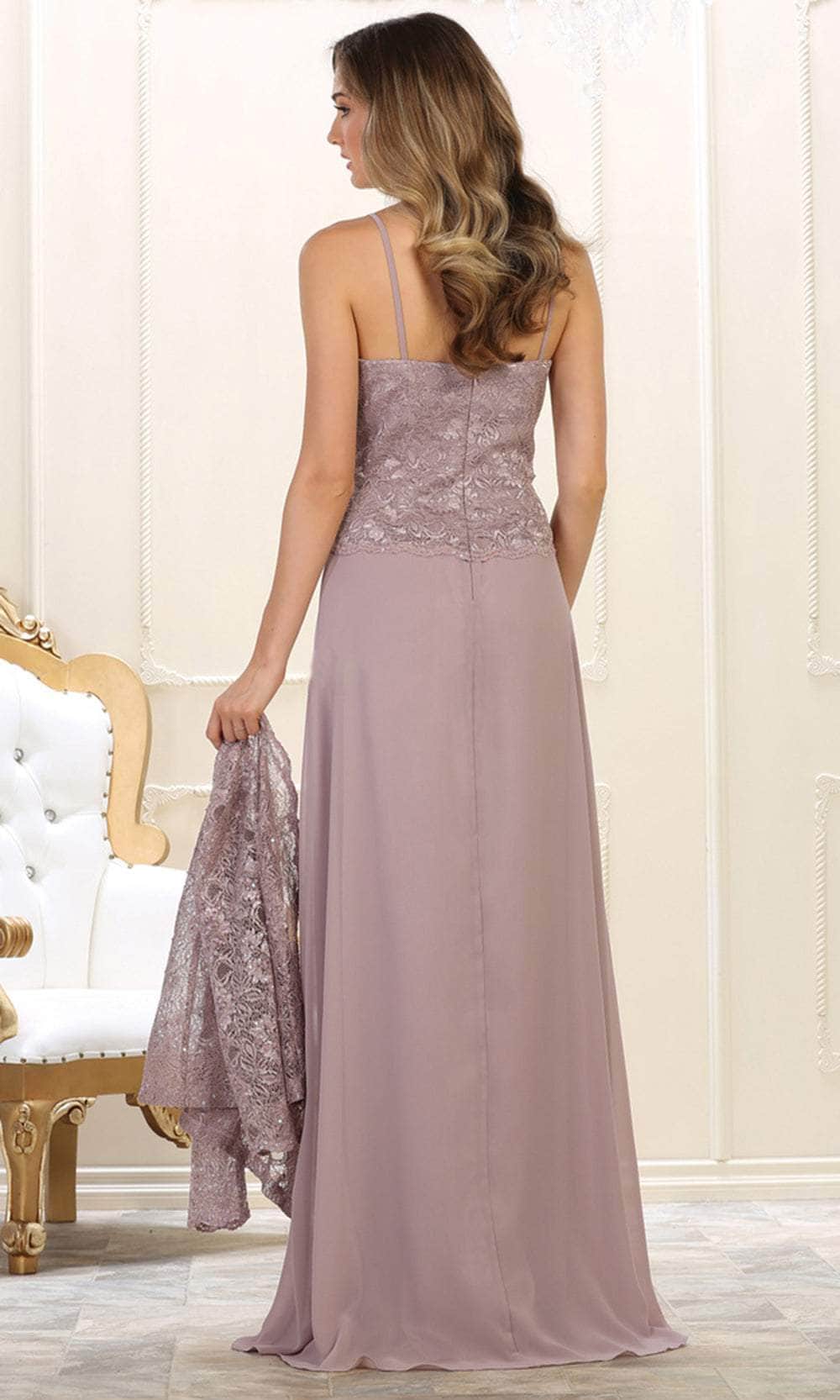 May Queen MQ1554 - Laced Quarter Sleeves Dress Mother of the Bride Dresess