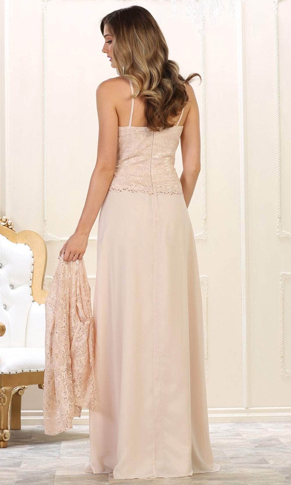 May Queen MQ1554 - Laced Quarter Sleeves Dress Mother of the Bride Dresess
