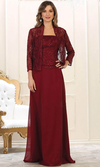 May Queen MQ1554 - Laced Quarter Sleeves Dress Mother of the Bride Dresess