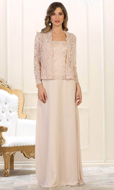 May Queen MQ1554 - Laced Quarter Sleeves Dress Mother of the Bride Dresess