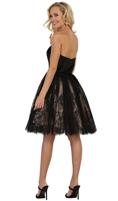 May Queen - MQ1559 Strapless Sweetheart Lace A-line Cocktail Dress Cocktail Dresses