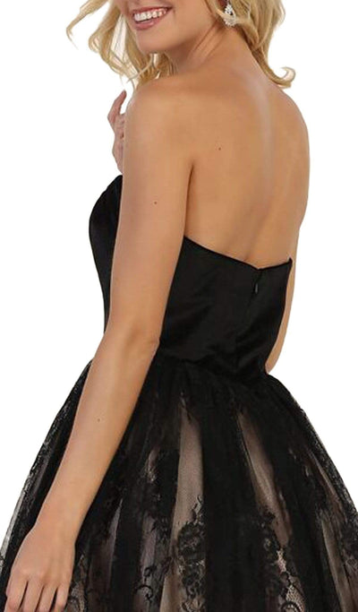 May Queen - MQ1559 Strapless Sweetheart Lace A-line Cocktail Dress Cocktail Dresses
