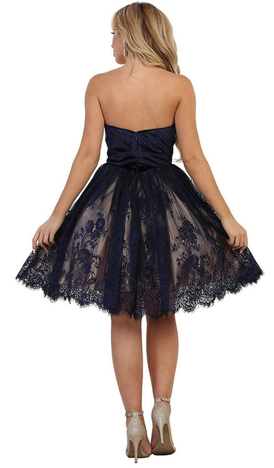May Queen - MQ1559 Strapless Sweetheart Lace A-line Cocktail Dress Cocktail Dresses