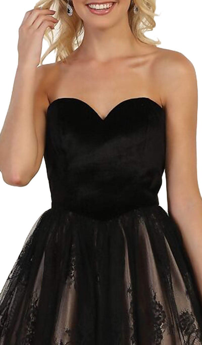 May Queen - MQ1559 Strapless Sweetheart Lace A-line Cocktail Dress Cocktail Dresses