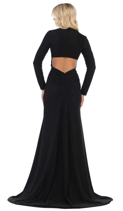 May Queen - MQ1583 Long Sleeve Deep V-neck Trumpet Dress Special Occasion Dress