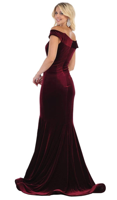 May Queen - MQ1592 Off-Shoulder Fitted Mermaid Evening Dress Special Occasion Dress