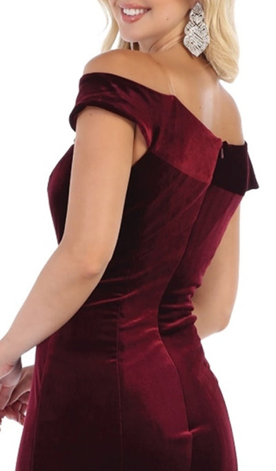 May Queen - MQ1592 Off-Shoulder Fitted Mermaid Evening Dress Special Occasion Dress