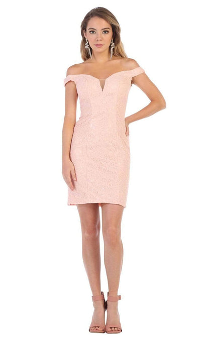 May Queen MQ1597 - Sweetheart Lace Cocktail Dress Cocktail Dresses 8 /Blush