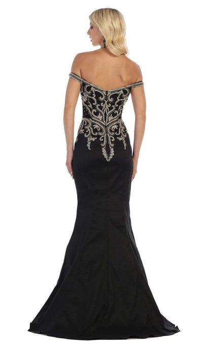 May Queen - MQ1609 Metallic Lace Appliqued Trumpet Gown Bridesmaid Dresses