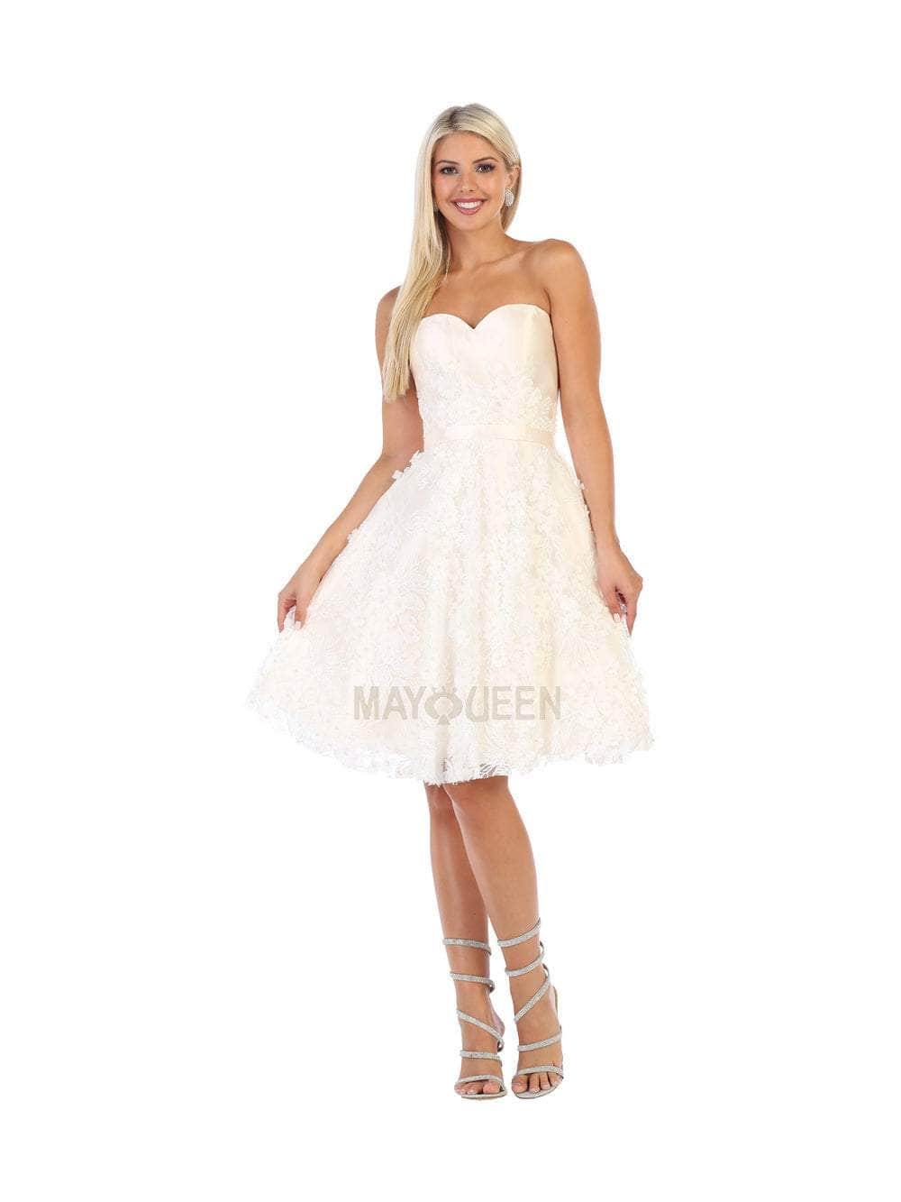 May Queen MQ1613 - Strapless Embroidered Cocktail Dress Special Occasion Dress