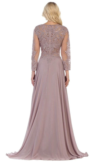 May Queen MQ1615B - Illusion Sleeve A-Line Prom Dress Prom Dresses 6XL / Champagne